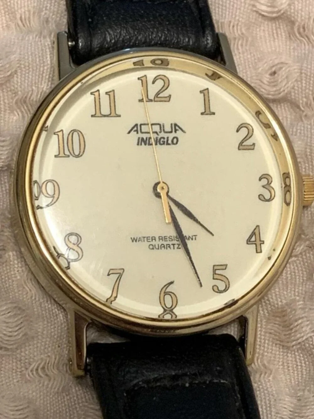 Vintage 80s Timex Acqua Indiglo Men's Round Dress Watch - Runs